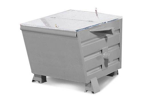 Schüttgutbehälter Universal aus Stahl, mit Deckel, 200 Liter Volumen, grau-0