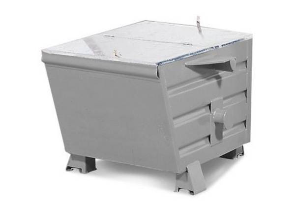 Schüttgutbehälter Universal aus Stahl, mit Deckel, 200 Liter Volumen, grau