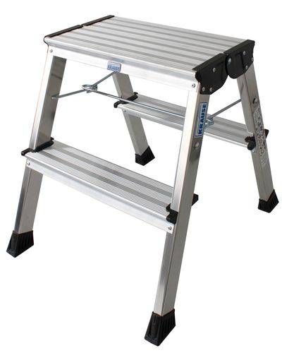 Doppel-Klapptritt aus Aluminium, mit "Roll- / Stop-Automatik" und 2 x 2 Stufen-0