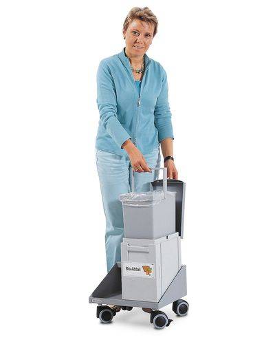 Rollwagen aus Stahlblech, für 2 x 15 Liter oder 1 x 30 Liter Sammelboxen, grau-1