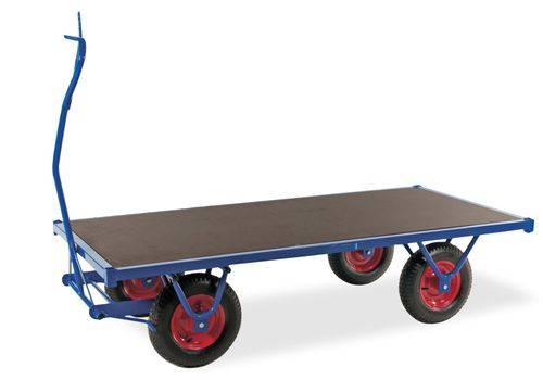 Schwerlastwagen KM mit Deichsel, pulverbeschichtet, 800 kg, Luftbereifung, Parkbremse-0