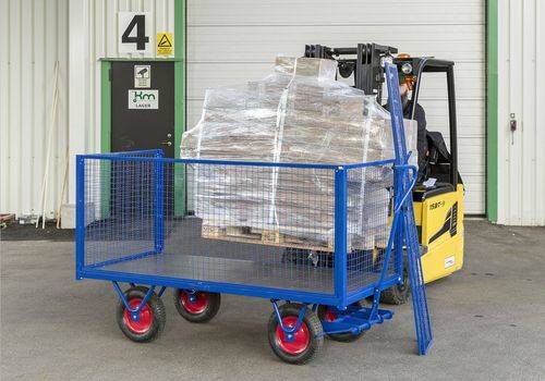 Schwerlastwagen KM mit Deichsel, pulverbeschichtet, 800 kg, Luftbereifung, Parkbremse-1