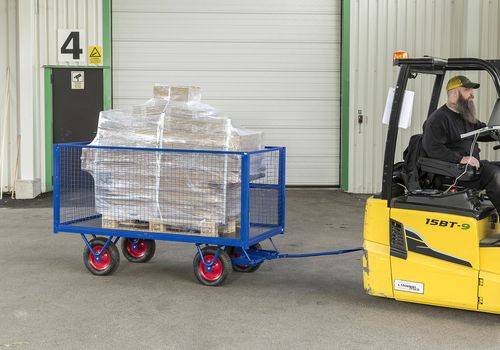 Schwerlastwagen KM mit Deichsel, pulverbeschichtet, 800 kg, Luftbereifung, Parkbremse-2