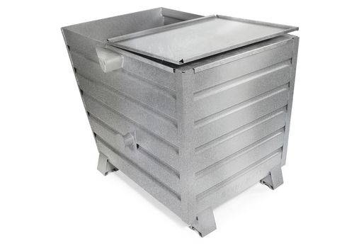 Schüttgutbehälter Universal aus Stahl, mit Deckel, 540 Liter Volumen, verzinkt-0