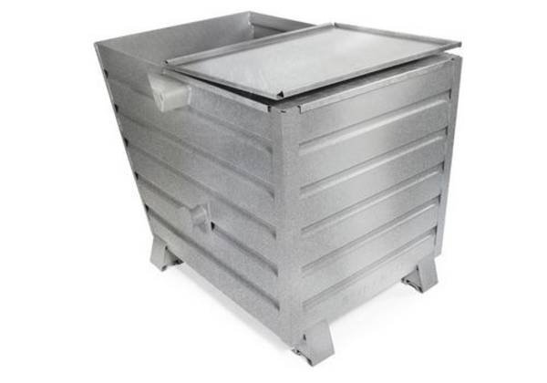 Schüttgutbehälter Universal aus Stahl, mit Deckel, 540 Liter Volumen, verzinkt