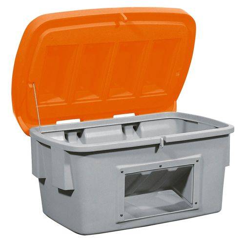 Streugutbehälter SB 700-O aus Polyethylen (PE), 700 Liter Volumen, Entnahmeöffnung, orangener Deckel-0