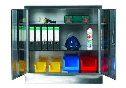 Edelstahlschrank Inox mit 2 Einlegeböden, B 1000, T 500, H 1000 mm-0