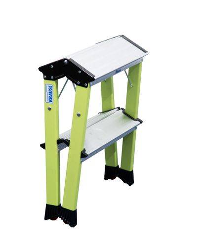 Doppel-Klapptritt aus Aluminium, mit "Roll- / Stop-Automatik" und 2 x 2 Stufen, grün-2
