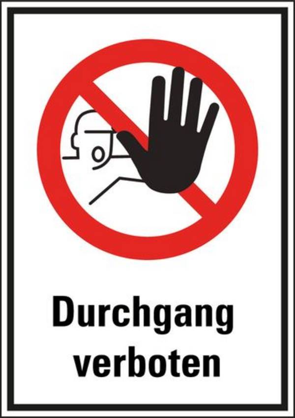 Kombischild "Durchgang verboten", Kunststoff, 210 x 297 mm, VE = 5 Stück