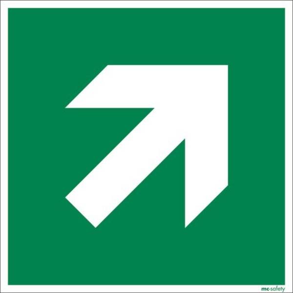Rettungswege Richtungsangabe schräg nur in Verbindung mit Rettungszeichen VE 10 Stk Folie 200 x 200 mm. H.