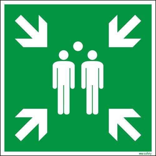 Rettungsschild "Sammelstelle", ISO 7010, Aluminium, langnachleuchtend, 400 x 400 mm-0