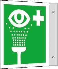 Nasenschild "Augenspüleinrichtung", ISO 7010, Aluminium, LN, 200 x 200 mm, VE = 5 Stück-0