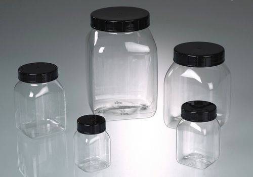 4-Kant-Weithalsdose aus PETG, glasklar, mit Schraubverschluss 200 ml, 24 Stück-3