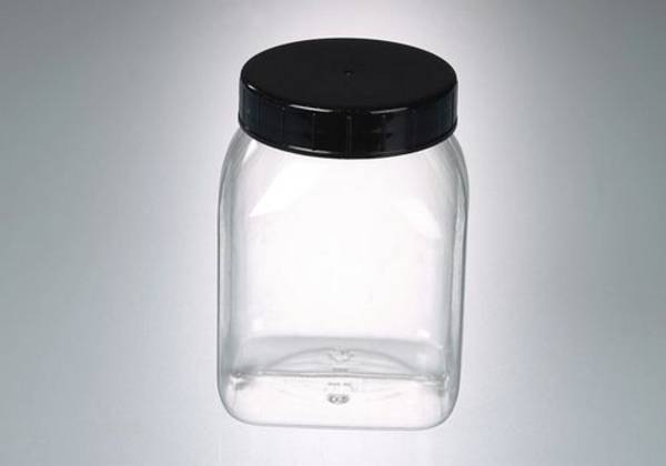 4-Kant-Weithalsdose aus PETG, glasklar, mit Schraubverschluss 500 ml, 24 Stück