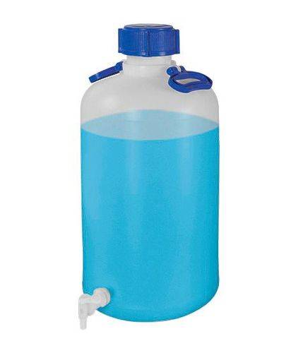 Weithalsflaschen aus PE-HD, mit Auslaufhahn, mit zwei Tragebügeln und Schraubverschluss, 25 Liter-0