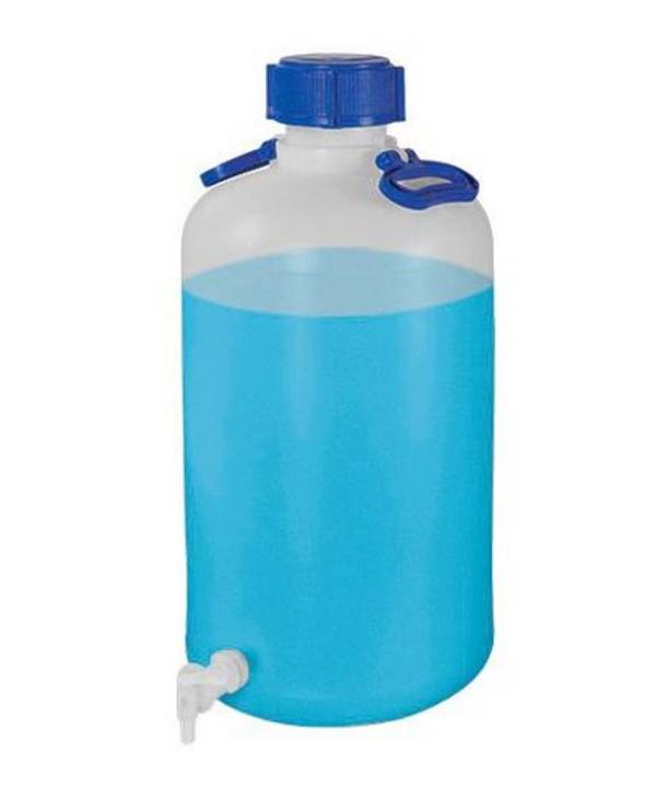 Weithalsflaschen aus PE-HD, mit Auslaufhahn, mit zwei Tragebügeln und Schraubverschluss, 25 Liter
