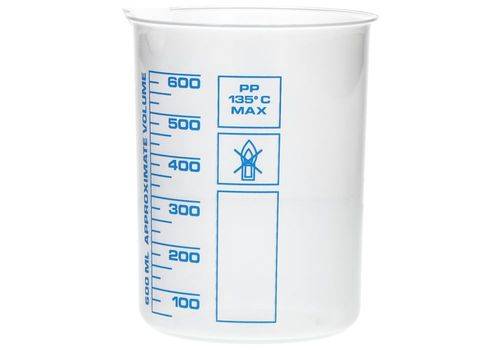 Griffinbecher aus PP, Laborbecher mit aufgedruckter blauer Volumenskala, 600 ml, 12 Stück-3