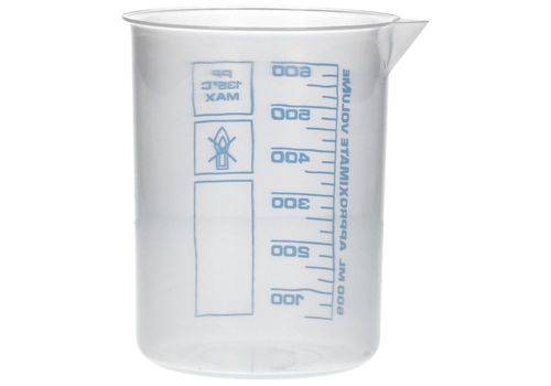 Griffinbecher aus PP, Laborbecher mit aufgedruckter blauer Volumenskala, 600 ml, 12 Stück-4