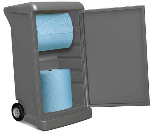 Spenderwagen gefüllt mit zwei Rollen robusten Reinigungstüchern, blau, 3-lagig-0