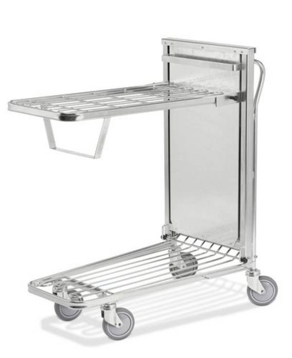 Einkaufs-Lagerwagen KM, stapelbar, verz., 2 Böden, autom. Höhenanpassung, 300 Kg, 960x525 mm,Bremse