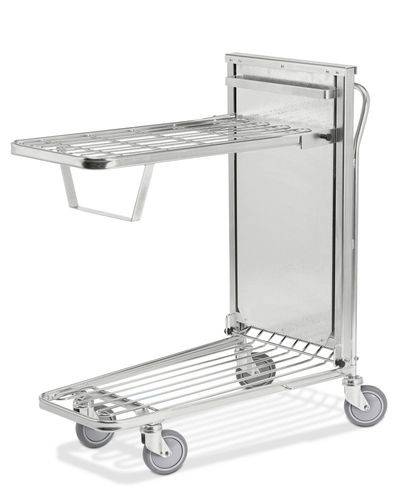 Einkaufs-Lagerwagen KM, stapelbar, verz., 2 Böden, autom. Höhenanpassung, 300 Kg, 960x525 mm,Bremse-0