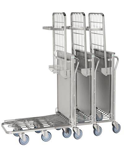 Einkaufs-Lagerwagen KM, stapelbar, verz., 2 Böden, autom. Höhenanpassung, 300 Kg, 960x525 mm,Bremse-1