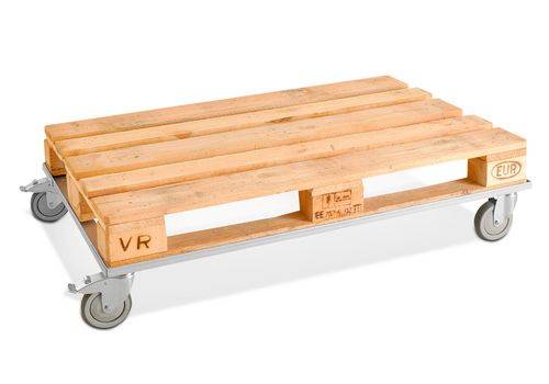 Fahrgestell KM für Euro-Paletten, Aluzink, niedrige Höhe 185 mm, 150 Kg, Feststeller-0