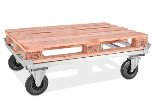 Fahrgestell KM für Euro-Paletten, verzinkt, Höhe 305 mm, 800 Kg, Vollgummirollen-0
