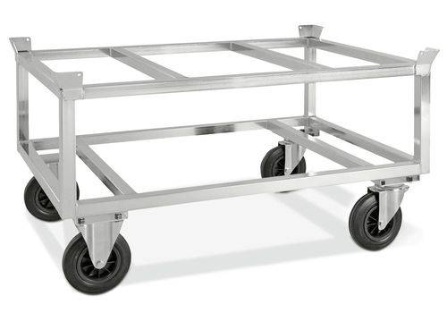 Fahrgestell KM für Euro-Paletten, verzinkt, Höhe 650 mm, 800 Kg, Vollgummirollen, Feststeller-1