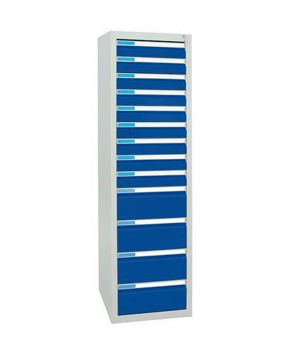 Schubladenschrank Esta mit 13 Schubladen, grau/blau, B 500 mm, H 1800 mm-1