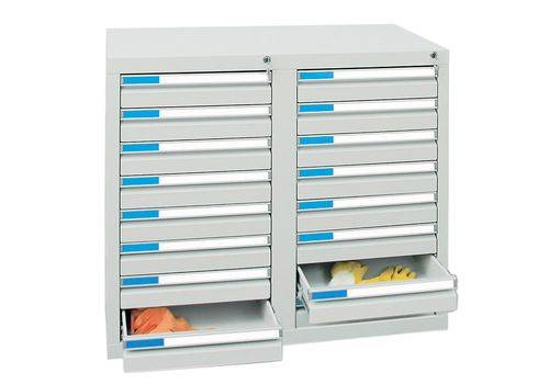 Schubladenschrank Esta mit 16 Schubladen, grau, B 1000 mm, H 900 mm-0