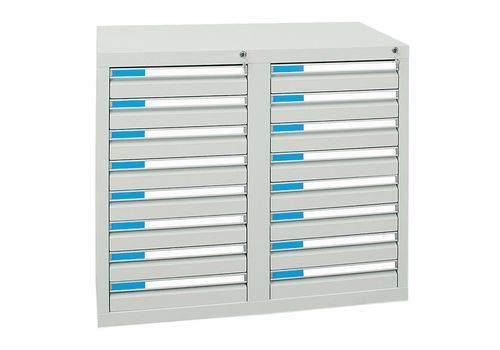 Schubladenschrank Esta mit 16 Schubladen, grau, B 1000 mm, H 900 mm-1