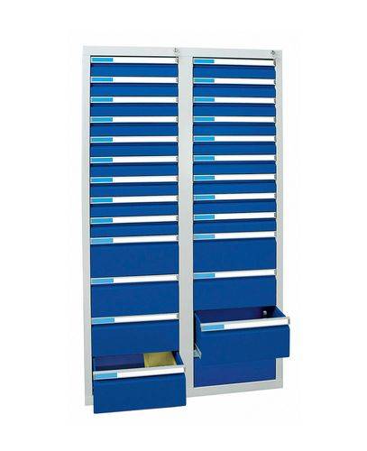 Schubladenschrank Esta mit 26 Schubladen, grau/blau, B 1000 mm, H 1800 mm-0