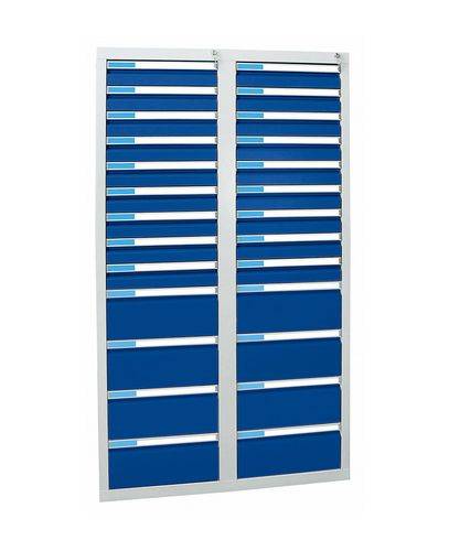 Schubladenschrank Esta mit 26 Schubladen, grau/blau, B 1000 mm, H 1800 mm-1