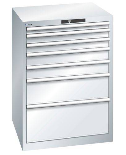 Schubladenschrank Lista, 7 Schubladen, B 717 mm, lichtgrau, KEY Lock-0