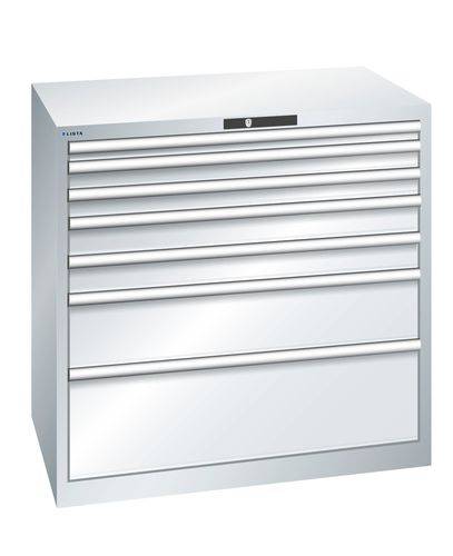 Schubladenschrank Lista,7 Schubladen, B 1023 mm, lichtgrau, KEY Lock-0