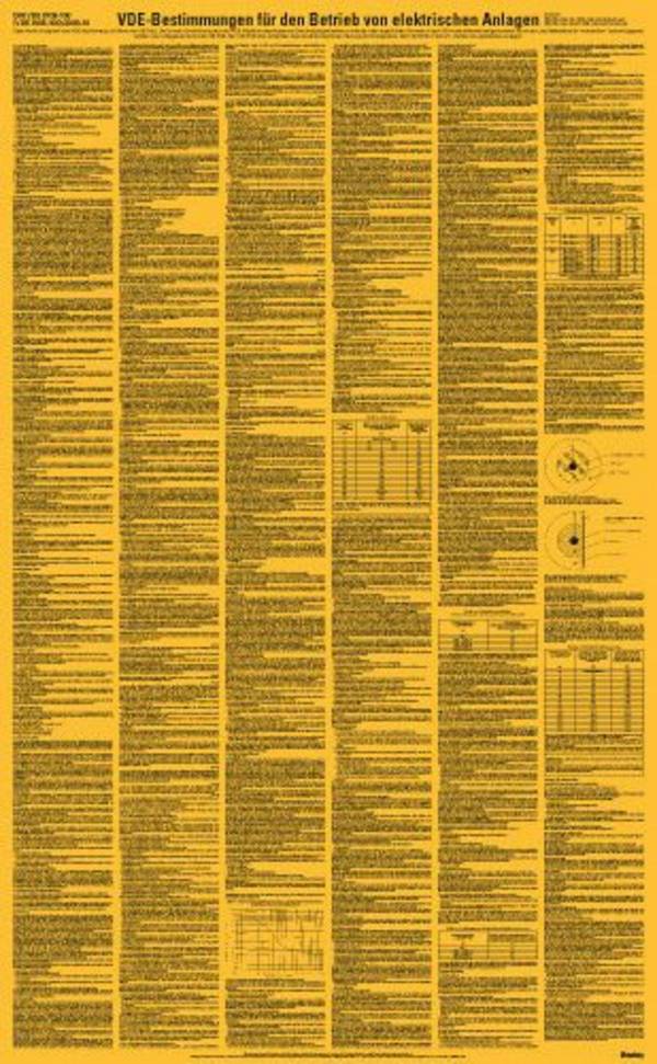 Sicherheitsaushang VDE-Bestimmungen Betrieb v. elektr. Anlagen VDE 0105-100/A1, Kunstst., 500x810 mm