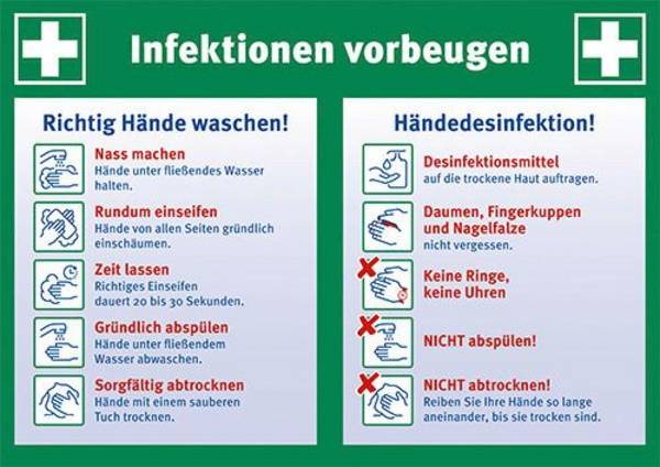 Aushang Infektionen vorbeugen LxHxT 297 x 210 x 0.1 mm. H. Marahrens Sicherheits- | Industrie- u. Verkehrskenn-