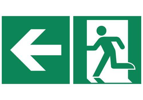 Rettungsschild "Rettungsweg links", ISO 7010, Kunststoff, LN, 400 x 200 mm, VE = 5 Stück-0