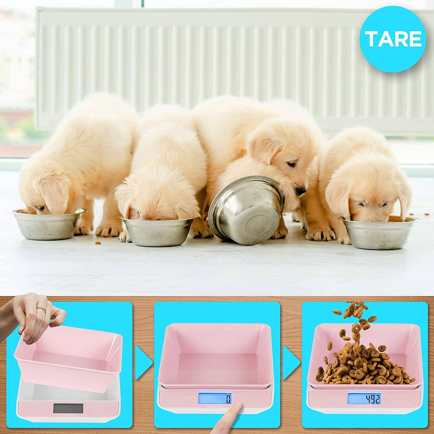 Duronic KS100 PK Küchenwaage - Digitale Lebensmittelwaage mit 1,2 L abnehmbarer Schüssel - Haushaltswaage bis 5kg-5