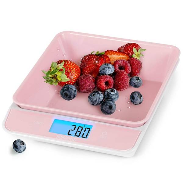 Duronic KS100 PK Küchenwaage - Digitale Lebensmittelwaage mit 1,2 L abnehmbarer Schüssel - Haushaltswaage bis 5kg