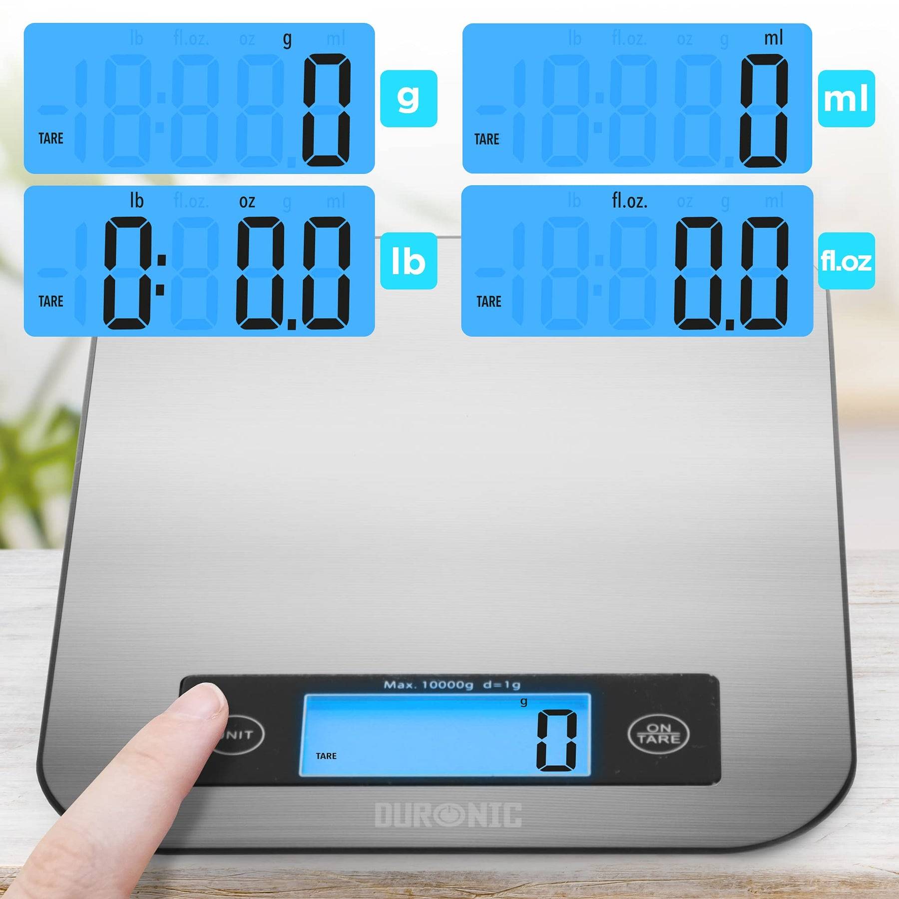 Duronic KS1007 Digitale Küchenwaage - Digitalwaage - Elektronische Waage bis 10kg - Haushaltswaage mit LCD Display-3