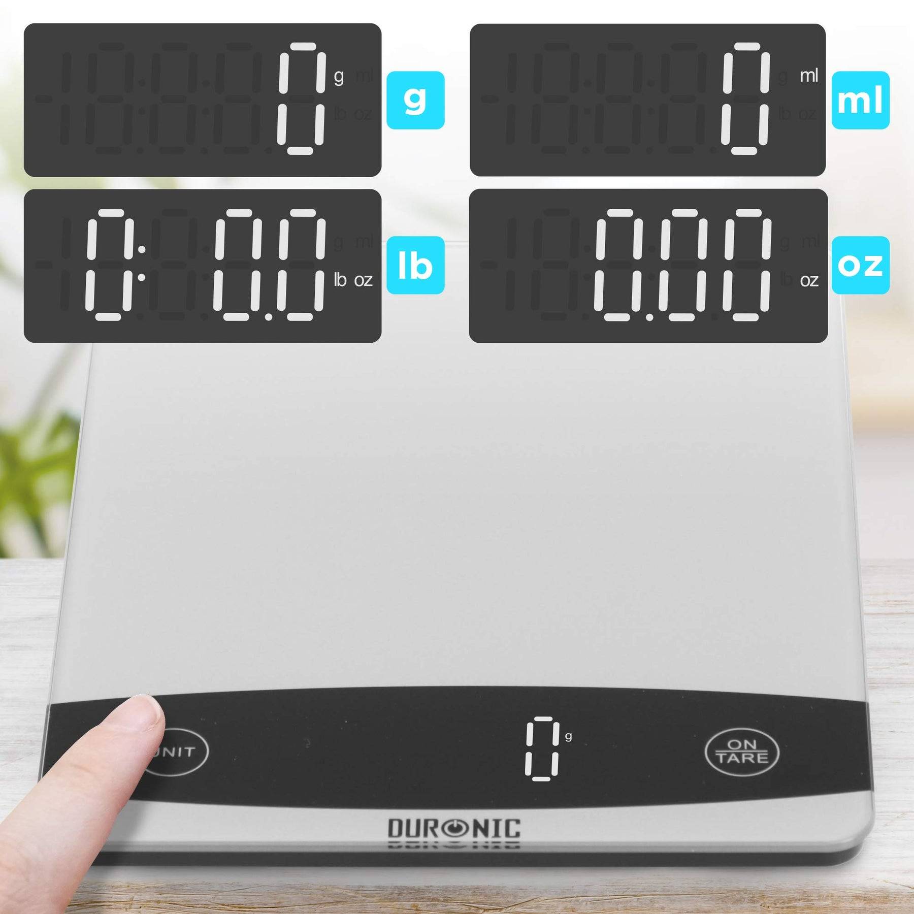 Duronic KS1009 Digitale Küchenwaage - Digitalwaage - Elektronische Waage bis 10kg - Haushaltswaage mit LCD Display-3