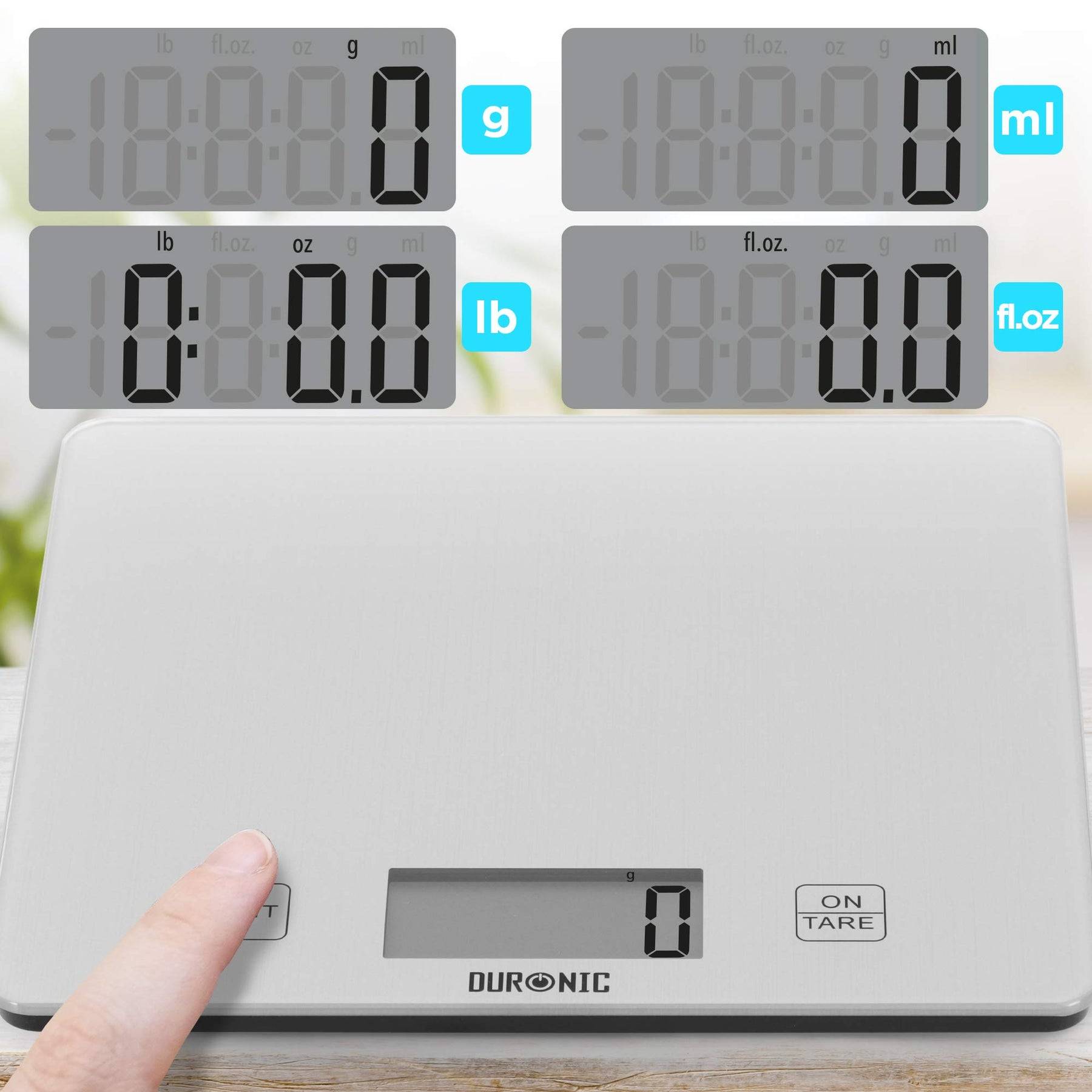 Duronic KS1080 Digitale Küchenwaage - Ultradünne Küchenwaage aus Glaß mit digitalen Display - 1 g - 10 kg Kapazität-3