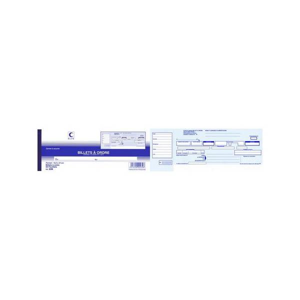 ELVE Carnet à souche "Billets à ordre", 102 x 270 mm