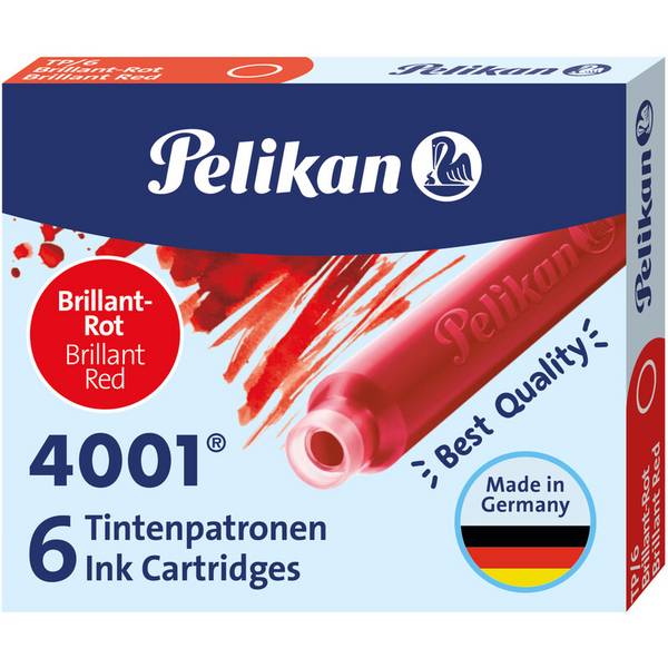 Pelikan Standard-Tintenpatronen 4001 TP/6, brillant-rot