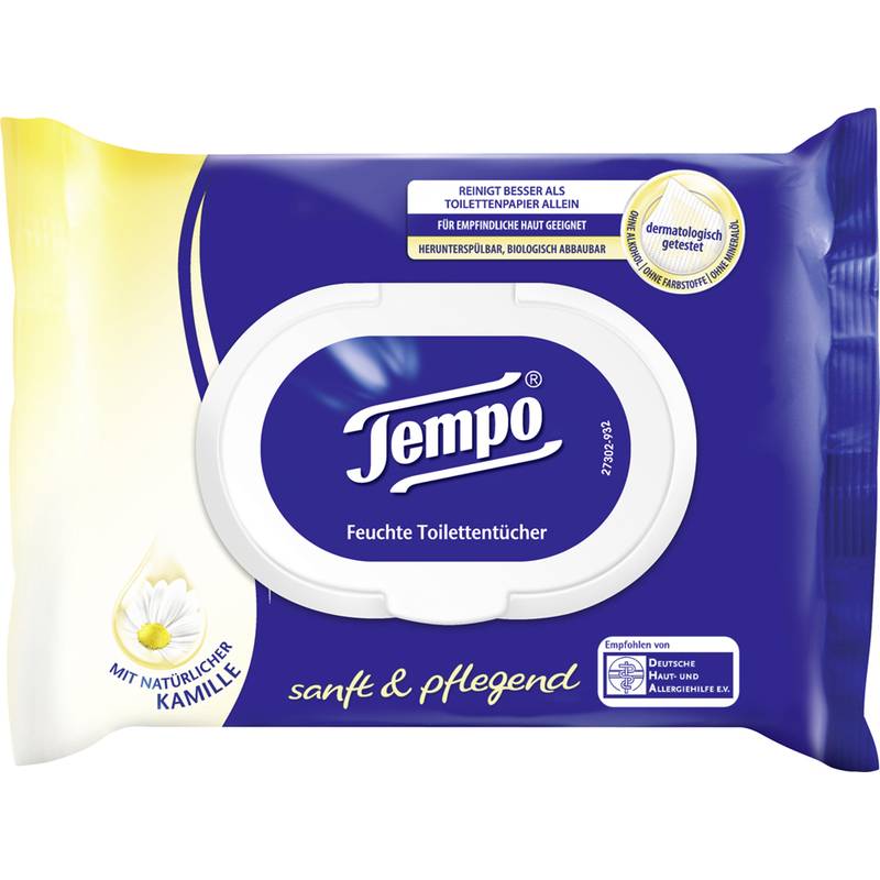 Tempo Feuchte Toilettentücher sanft & pflegend, mit Kamille-0