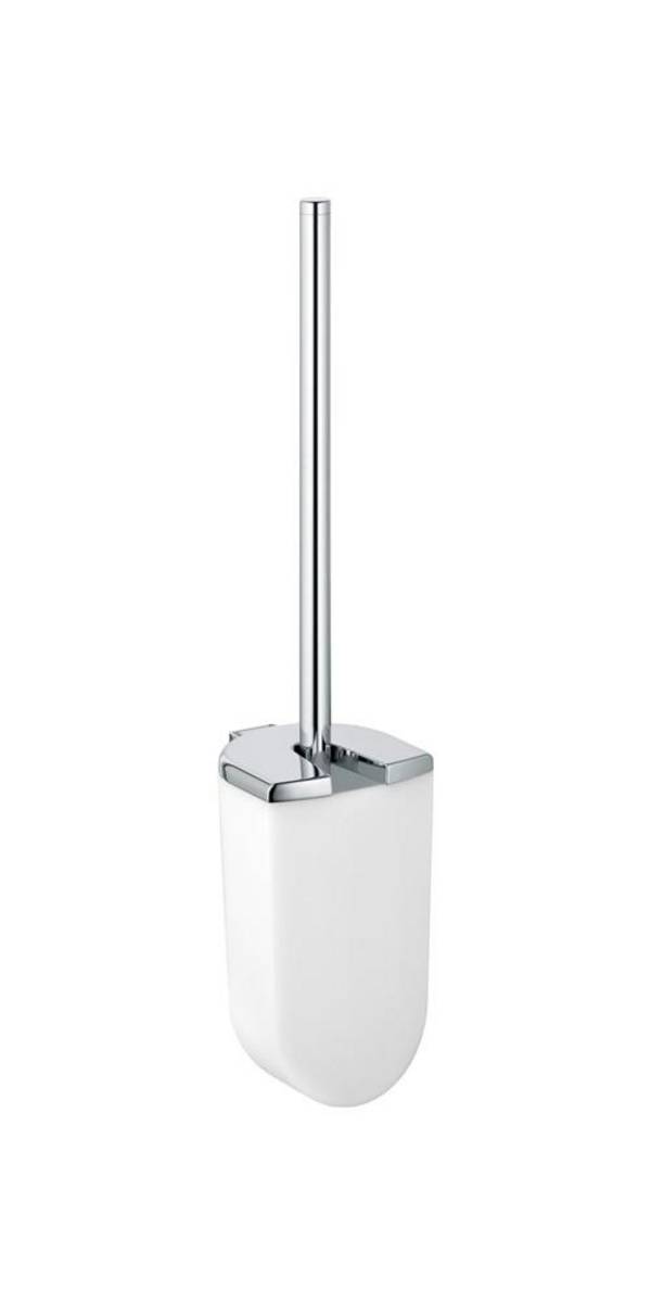 Keuco Elegance Toilettenbürstengarnitur mit Opak-Kunststoff-Einsatz, Verchromt, 11664010100