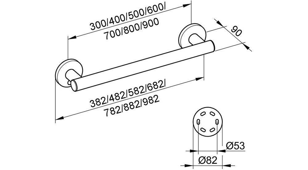 Keuco Plan Care Haltegriff 482mm, mit 2x Befestigungsset, Verchromt, 34901010400-3