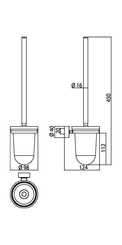 EMCO 451500101 Toilettenbürstengarnitur rondo 2 Behälter Kristallglas satiniert,-1